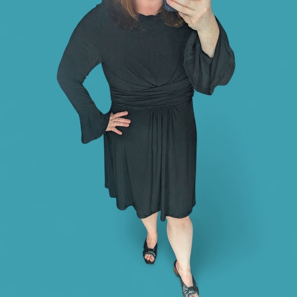 Harper Rose Black Bell Sleeve Dress Size 14 Color Black (EUC) - Picture 1 of 12